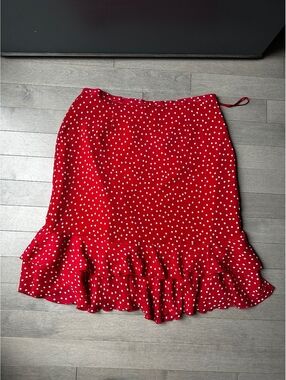 Women’s George Red Polka Dot Ruffle Hem Office Summer Skirt Woman Size 20W